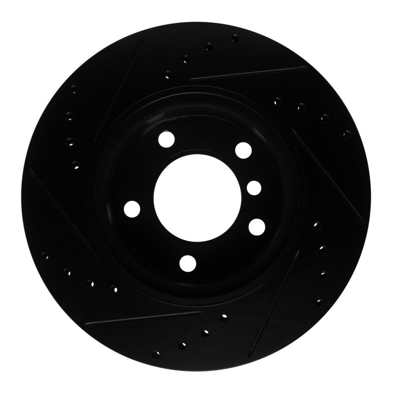 R1 Concepts R1 05-07 BMW 120i (Mexico) Front Right Drilled & Slotted Black Brake Rotor