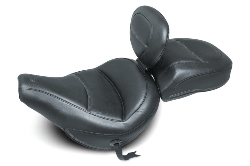 Mustang Motorcycle Mustang 18-21 Harley Heritage Classic Standard Deluxe Touring Solo Seat w/Driver Backrest - Black