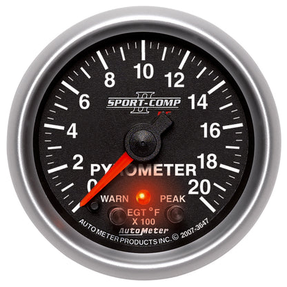 Autometer Elite 52.4mm 0-2000F Pyrometer Peak & Warn w/ Electronic Control Gauge