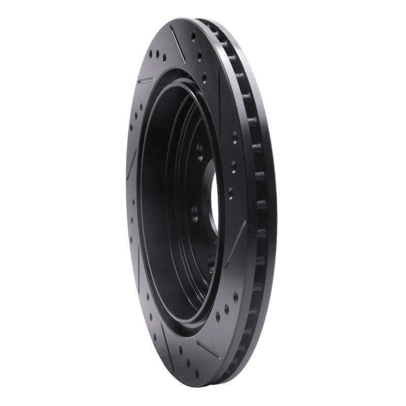 R1 Concepts R1 10-16 Cadillac SRX Rear Left Drilled & Slotted Black Brake Rotor