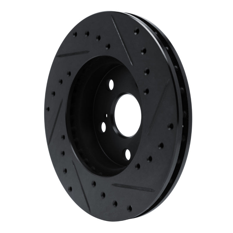R1 Concepts R1 87-87 Toyota Camry Front Left Drilled & Slotted Black Brake Rotor