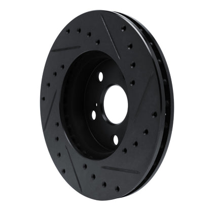 R1 Concepts R1 87-87 Toyota Camry Front Left Drilled & Slotted Black Brake Rotor