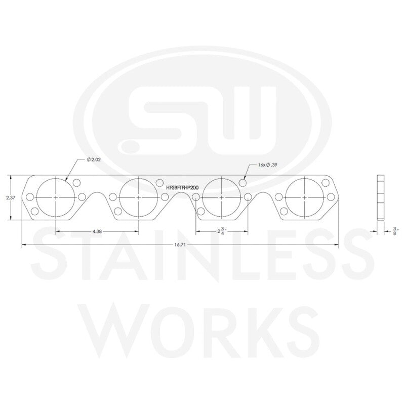 Stainless Works Small Block Ford Trick Flow High Port Header 304SS Exhaust Flanges 2in Primaries