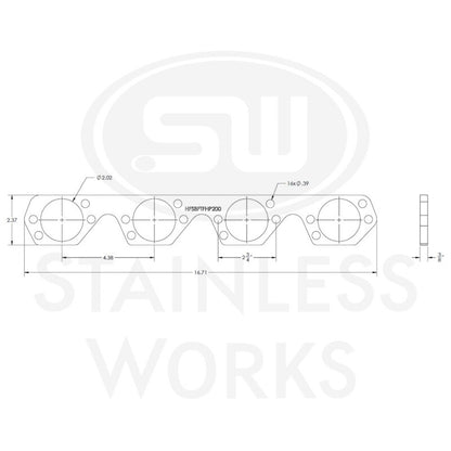 Stainless Works Small Block Ford Trick Flow High Port Header 304SS Exhaust Flanges 2in Primaries