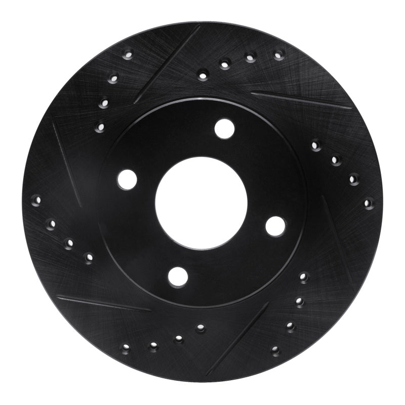 R1 Concepts R1 00-15 Ford Focus Front Left Drilled & Slotted Black Brake Rotor
