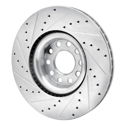 R1 Concepts R1 99-04 Audi S6 Front Right Drilled & Slotted Silver Brake Rotor