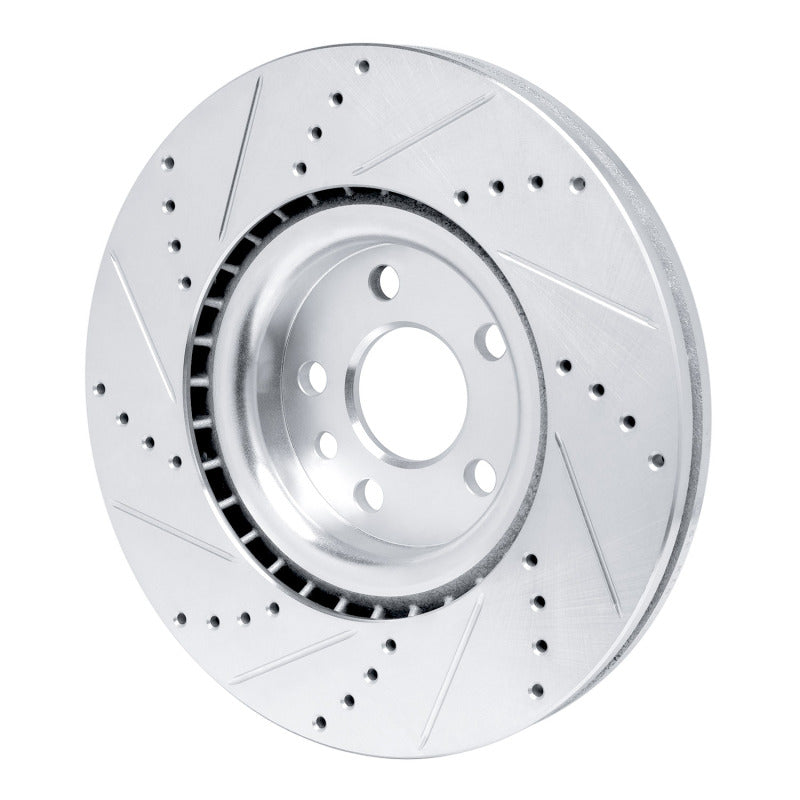 R1 Concepts R1 15-19 Jaguar E-Pace Front Right Drilled & Slotted Silver Brake Rotor