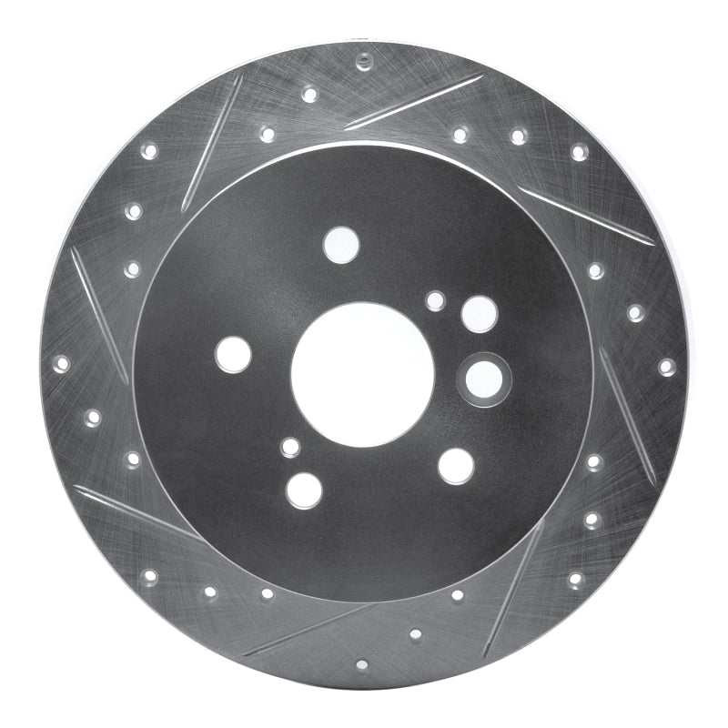 R1 Concepts R1 04-05 Toyota RAV4 Rear Left Drilled & Slotted Silver Brake Rotor