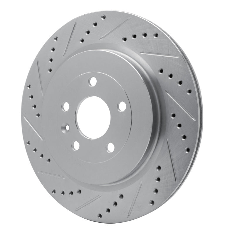 R1 Concepts R1 13-19 Ford Explorer Rear Left Drilled & Slotted Silver Brake Rotor