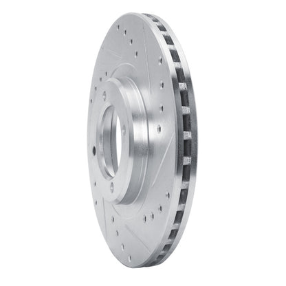 R1 Concepts R1 85-88 Toyota Cressida Front Right Drilled & Slotted Silver Brake Rotor