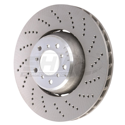 SHW Performance SHW 06-10 BMW M5 5.0L Right Front Cross-Drilled Lightweight Brake Rotor (34112282806)
