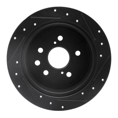 R1 Concepts R1 06-15 Lexus IS250 Rear Left Drilled & Slotted Black Brake Rotor