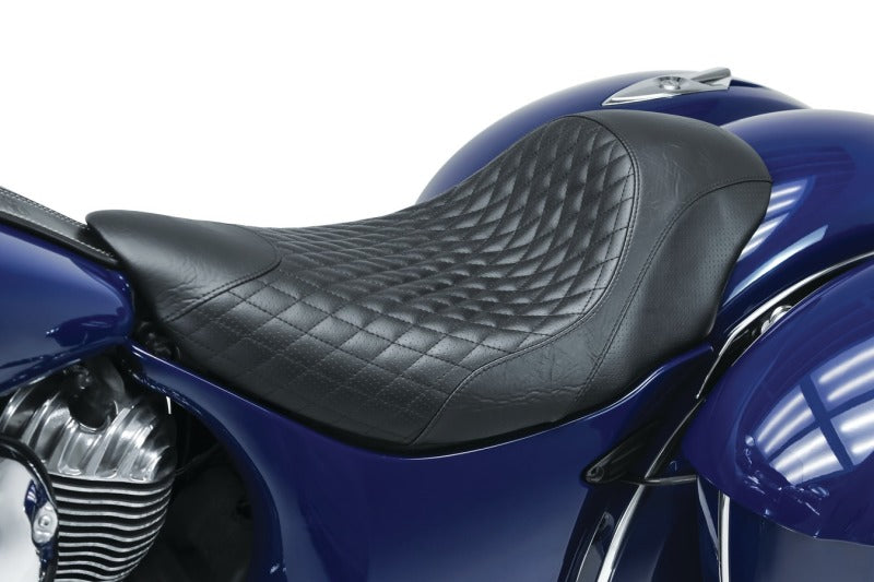 Mustang Motorcycle Mustang 14-21 Indian Chieftain,Chief,Dark Horse,Master,Indian Cafe Solo Seat w/Diam Stitch - Black