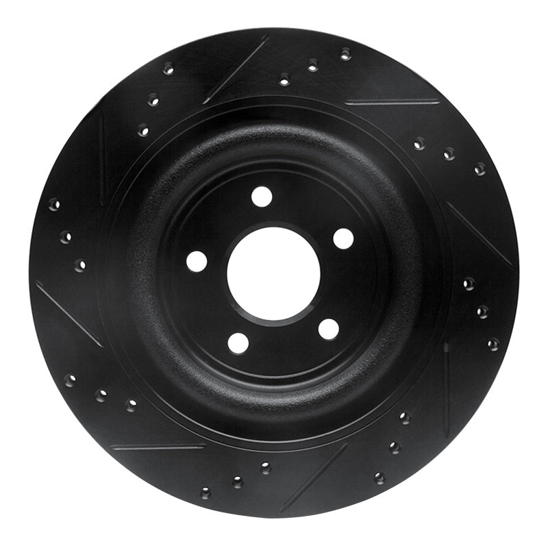 R1 Concepts R1 06-15 Jaguar Super V8 Rear Right Drilled & Slotted Black Brake Rotor