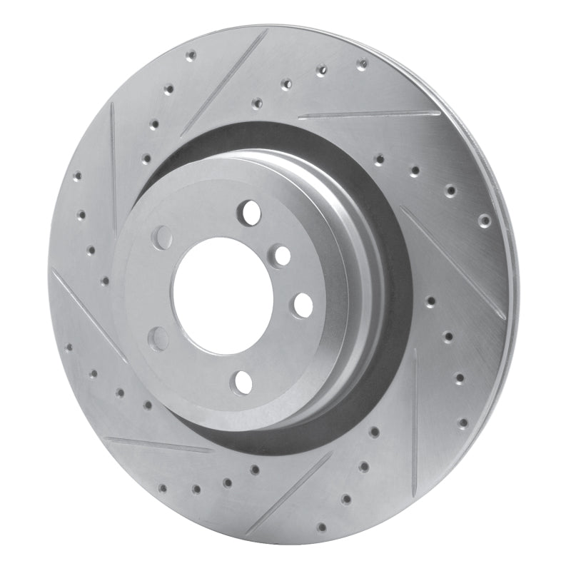 R1 Concepts R1 07-08 BMW ALPINA B7 Rear Left Drilled & Slotted Silver Brake Rotor