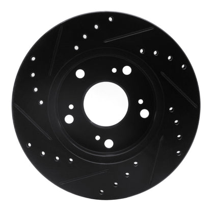 R1 Concepts R1 02-15 Acura RSX Front Right Drilled & Slotted Black Brake Rotor