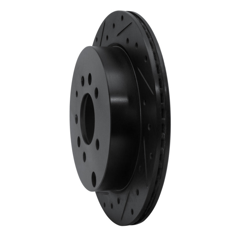 R1 Concepts R1 07-12 Ford Edge Rear Left Drilled & Slotted Black Brake Rotor
