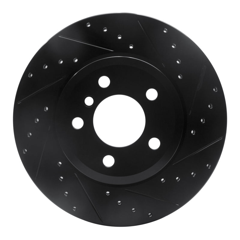 R1 Concepts R1 04-10 BMW X3 Front Right Drilled & Slotted Black Brake Rotor