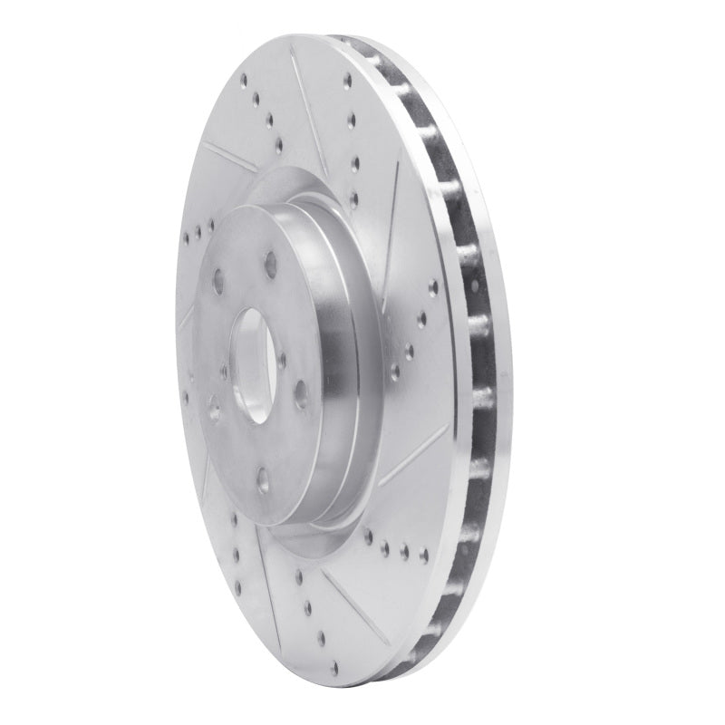 R1 Concepts R1 05-20 Subaru WRX Front Right Drilled & Slotted Silver Brake Rotor