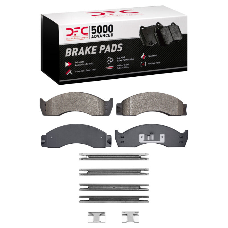 DFC 88-07 Ford E-Super Duty Front/Rear 5000 Advanced Semi Metallic Brake Pads and Hardware Kit