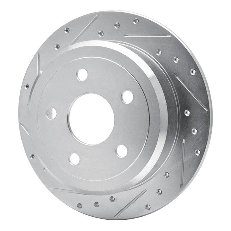 R1 Concepts R1 07-18 Jeep Wrangler Rear Left Drilled & Slotted Silver Brake Rotor