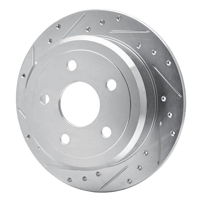 R1 Concepts R1 07-18 Jeep Wrangler Rear Left Drilled & Slotted Silver Brake Rotor