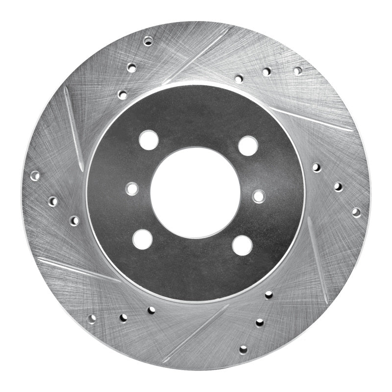 R1 Concepts R1 98-07 Mitsubishi Lancer Front Left Drilled & Slotted Silver Brake Rotor
