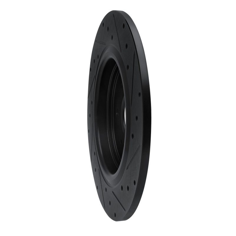 R1 Concepts R1 18-25 Honda Odyssey Rear Left Drilled & Slotted Black Brake Rotor