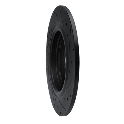 R1 Concepts R1 18-25 Honda Odyssey Rear Left Drilled & Slotted Black Brake Rotor