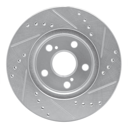 R1 Concepts R1 04-09 Toyota Prius Front Left Drilled & Slotted Silver Brake Rotor