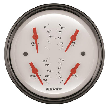 AutoMeter Gauge Quad 3-3/8in. 0 Ohm(e) to 90 Ohm(f)Elec Arctic White