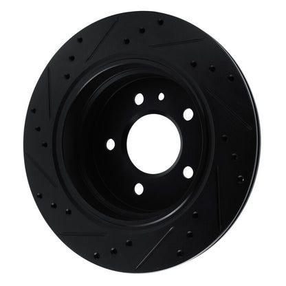 R1 Concepts R1 88-94 BMW 750IL Rear Right Drilled & Slotted Black Brake Rotor