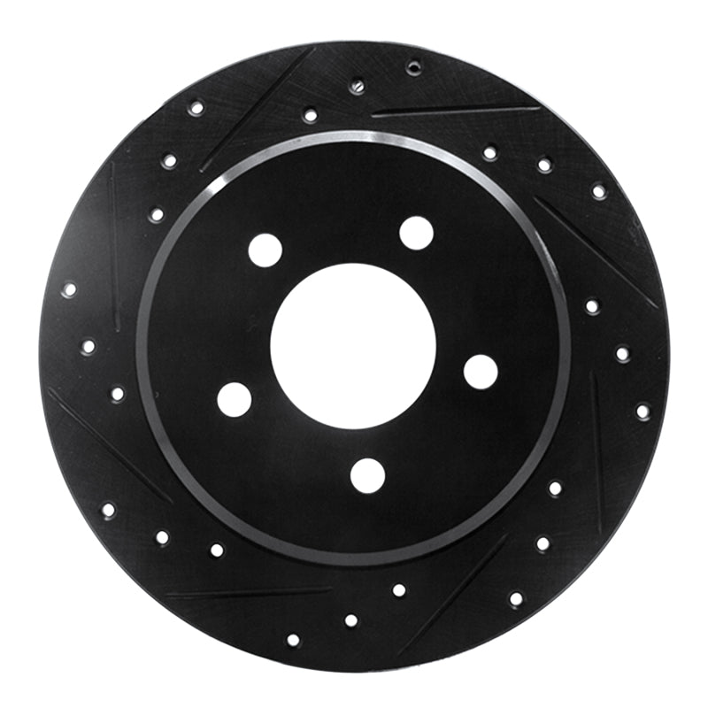 R1 Concepts R1 97-07 Chrysler Town & Country Rear Left Drilled & Slotted Black Brake Rotor