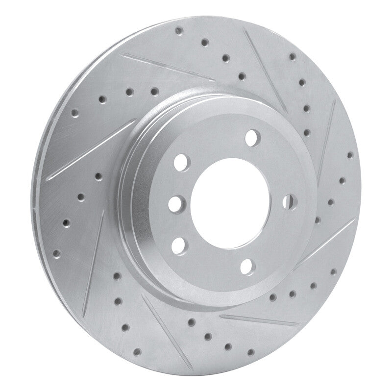 R1 Concepts R1 01-08 BMW 330CI Front Right Drilled & Slotted Silver Brake Rotor