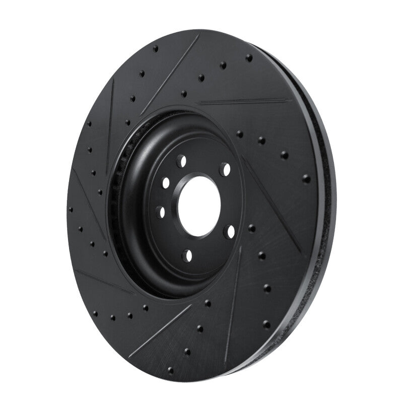 R1 Concepts R1 16-24 Jaguar XF Front Right Drilled & Slotted Black Brake Rotor
