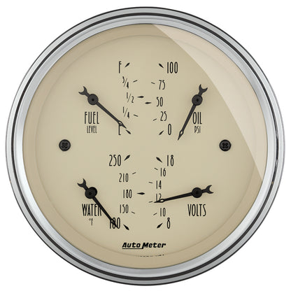 AutoMeter Gauge Quad 3-3/8in. 0 Ohm(e) to 90 Ohm(f)Elec Antique Beige