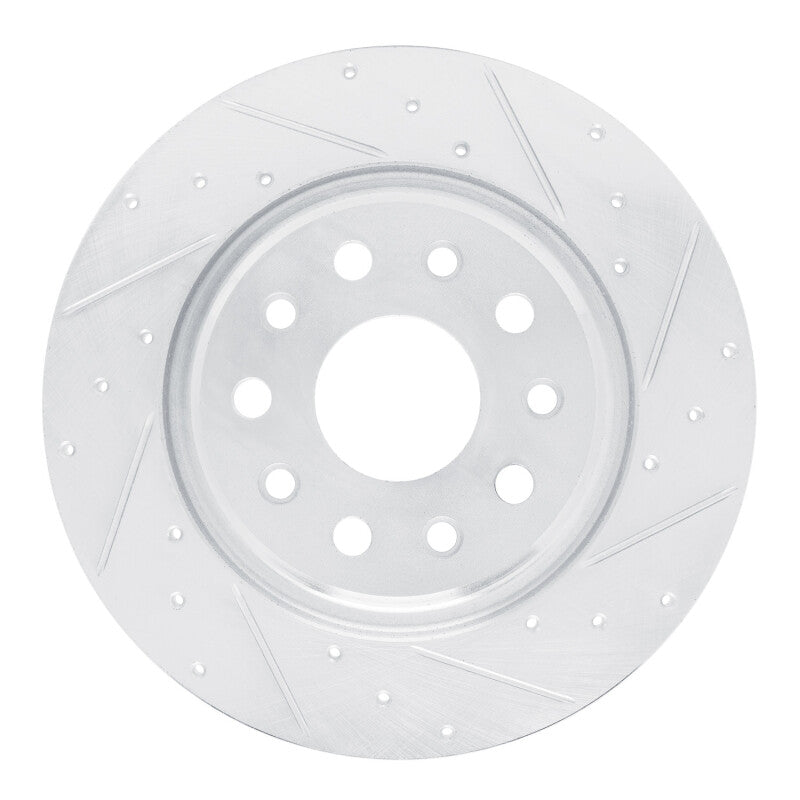 R1 Concepts R1 22-25 Jeep Grand Cherokee Rear Right Drilled & Slotted Silver Brake Rotor