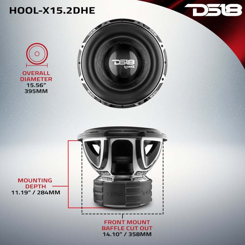 DS18 Hooligan High Excursion Subwoofer 15in 4000 Watts RMS 2 ohm DVC