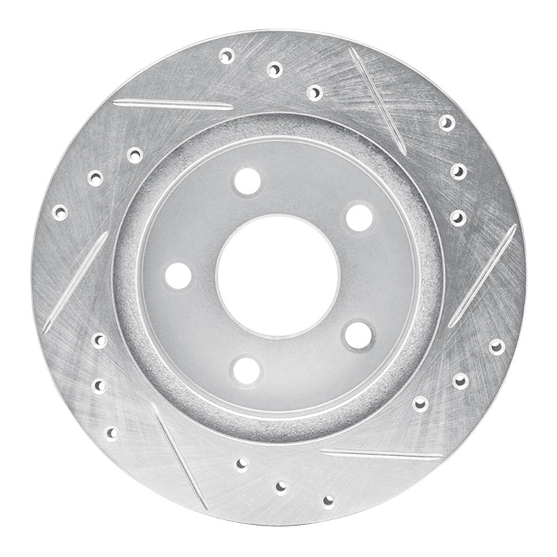 R1 Concepts R1 93-98 Ford Thunderbird Rear Left Drilled & Slotted Silver Brake Rotor