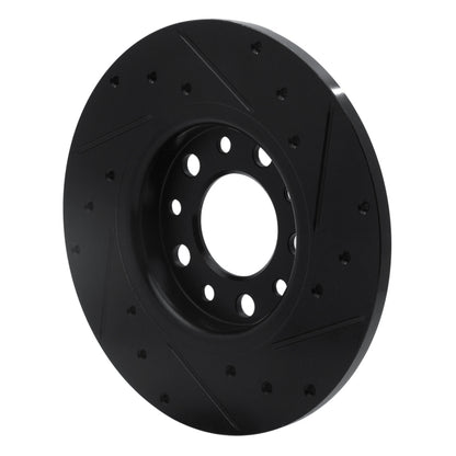 R1 Concepts R1 2014-2022 Chrysler 200 Rear Left Drilled & Slotted Black Brake Rotor