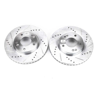 PowerStop Power Stop 09-12 Hyundai Elantra Front Evolution Drilled & Slotted Rotors - Pair