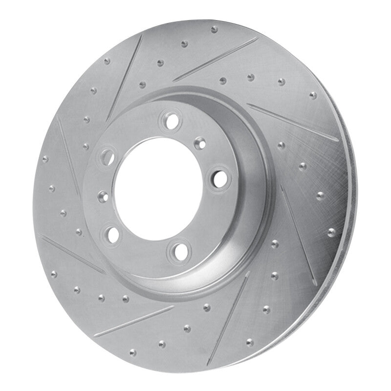 R1 Concepts R1 17-23 Porsche Panamera Left Front Drilled & Slotted Silver Brake Rotor