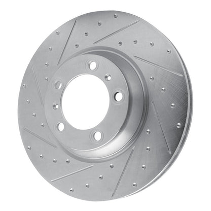 R1 Concepts R1 17-23 Porsche Panamera Left Front Drilled & Slotted Silver Brake Rotor
