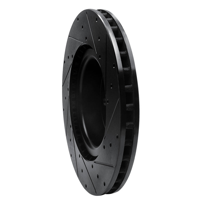 R1 Concepts R1 12-21 Tesla Model S Front Left Drilled & Slotted Black Brake Rotor
