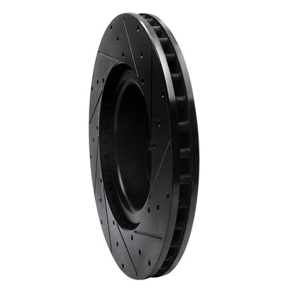 R1 Concepts R1 12-21 Tesla Model S Front Left Drilled & Slotted Black Brake Rotor