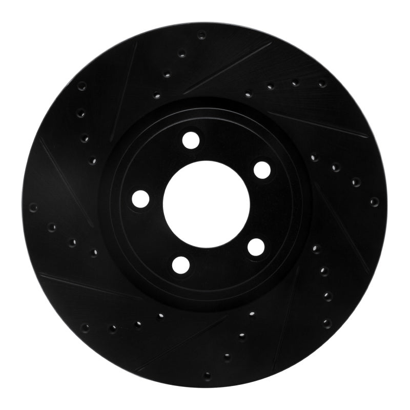 R1 Concepts R1 06-08 Jaguar S-Type Front Left Drilled & Slotted Black Brake Rotor