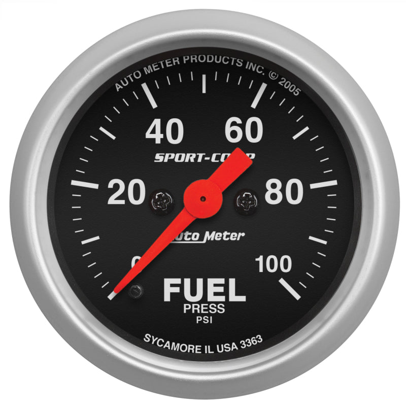 Autometer Sport-Comp 52mm 0-100 PSI Electronic Fuel Pressure Gauge