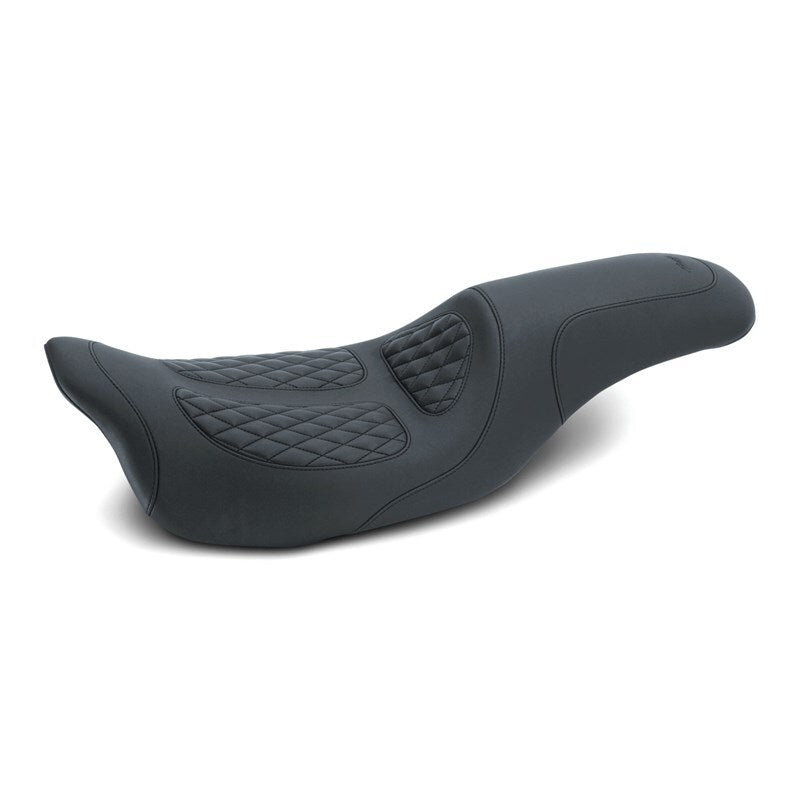 Mustang Motorcycle Mustang 08-21 Harley Electra Glide, Rd Glide, Rd King, Str Glide 1PC Seat w/Diamond Stitch - Black