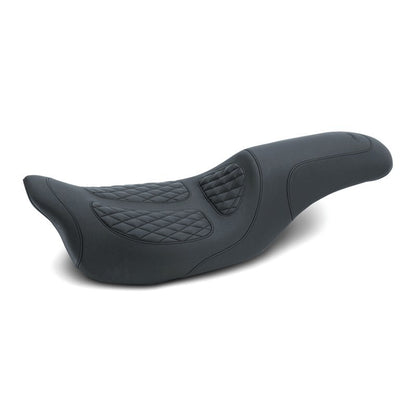 Mustang Motorcycle Mustang 08-21 Harley Electra Glide, Rd Glide, Rd King, Str Glide 1PC Seat w/Diamond Stitch - Black