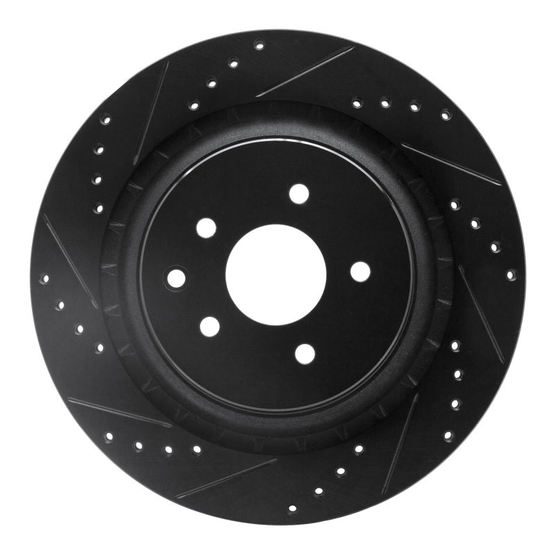 R1 Concepts R1 08-25 Infiniti Q60 Rear Left Drilled & Slotted Black Brake Rotor
